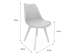 Silla escandinava con patas de madera de haya, set de 6 gris