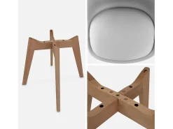 Silla escandinava con patas de madera de haya, set de 6 gris