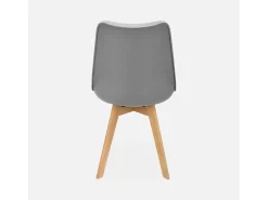Silla escandinava con patas de madera de haya, set de 6 gris