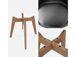 Silla escandinava con patas de madera de haya, set de 6 negro
