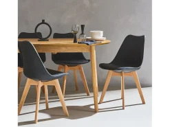 Silla escandinava con patas de madera de haya, set de 6 negro
