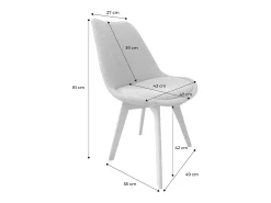 Silla escandinava de madera de haya y borreguito texturizada, set de 4