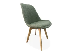 Silla escandinava de madera de haya y borreguito, set de 4 verde