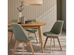 Silla escandinava de madera de haya y borreguito, set de 4 verde