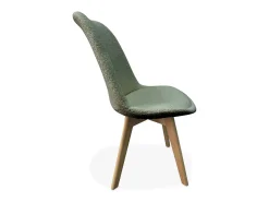Silla escandinava de madera de haya y borreguito, set de 4 verde