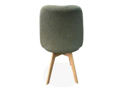 Silla escandinava de madera de haya y borreguito, set de 4 verde
