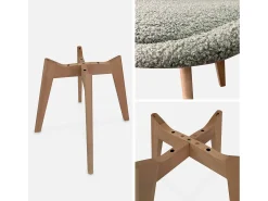 Silla escandinava de madera de haya y borreguito, set de 4 verde