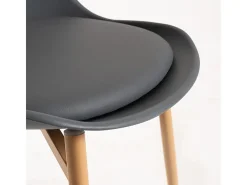 Silla escandinava Kany - Confort en símil piel y patas de madera natural-Color Gris