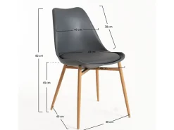 Silla escandinava Kany - Confort en símil piel y patas de madera natural-Color Gris