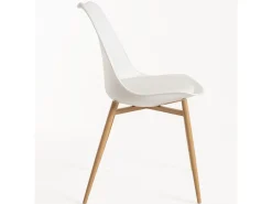 Silla escandinava Kany - Confort en símil piel y patas de madera natural-Color Gris