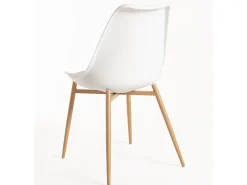 Silla escandinava Kany - Confort en símil piel y patas de madera natural-Color Gris