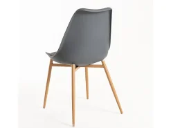 Silla escandinava Kany - Confort en símil piel y patas de madera natural-Color Gris