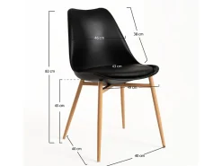 Silla escandinava Kany - Confort en símil piel y patas de madera natural-Color Negro