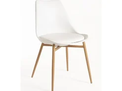 Silla escandinava Kany - Confort en símil piel y patas de madera natural-Color Negro