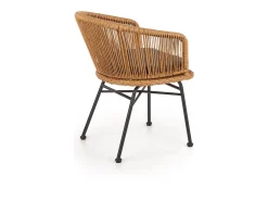 Silla estilo ratán con cojín y patas de metal negro BLOOM