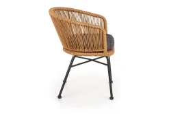 Silla estilo ratán con cojín y patas de metal negro BLOOM