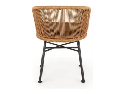 Silla estilo ratán con cojín y patas de metal negro BLOOM