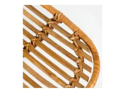 Silla Gael de mimbre natural con patas de metal negro