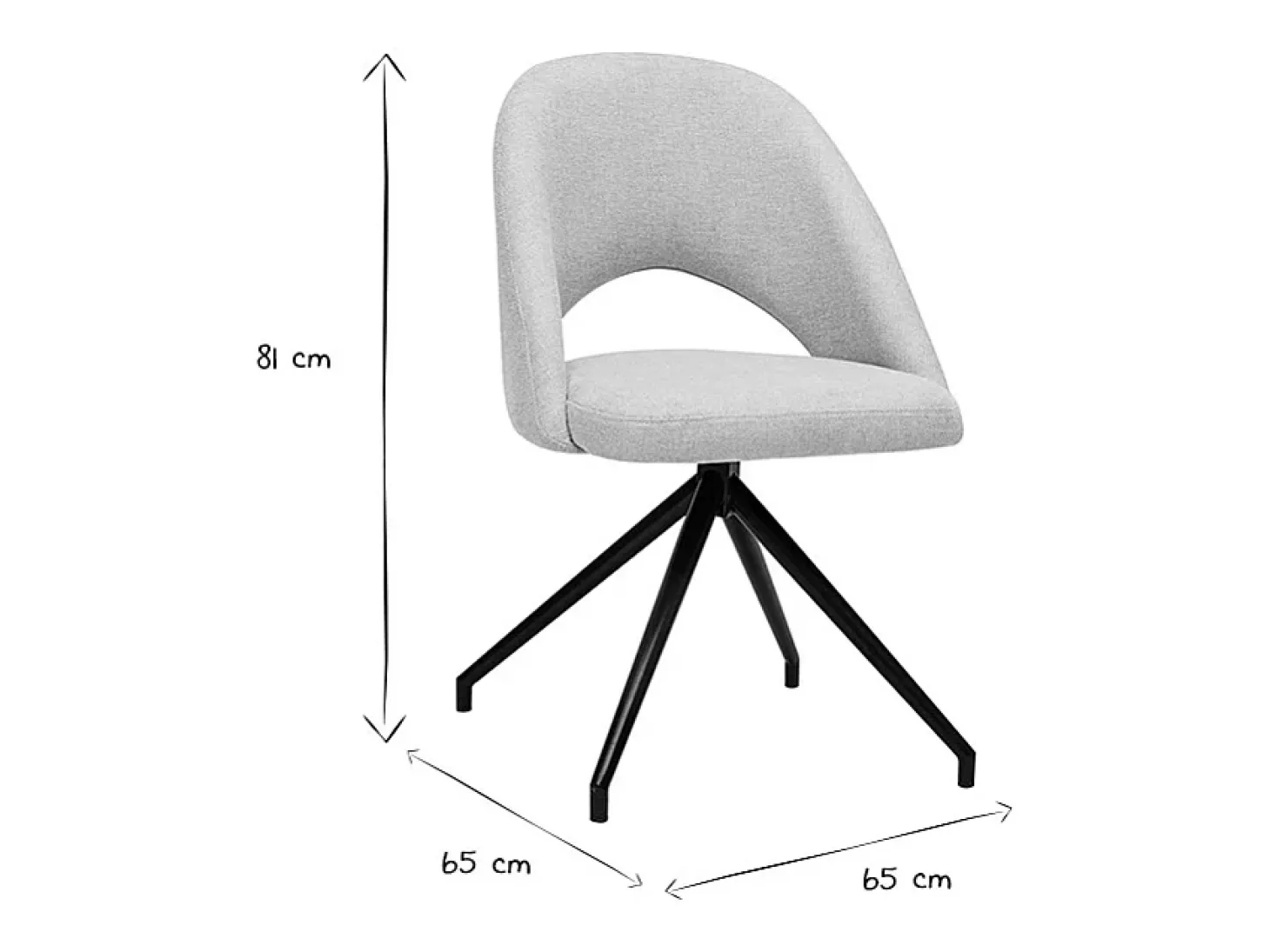 Silla giratoria 360º de tejido efecto aterciopelado texturizado beige y metal negro COSETTE