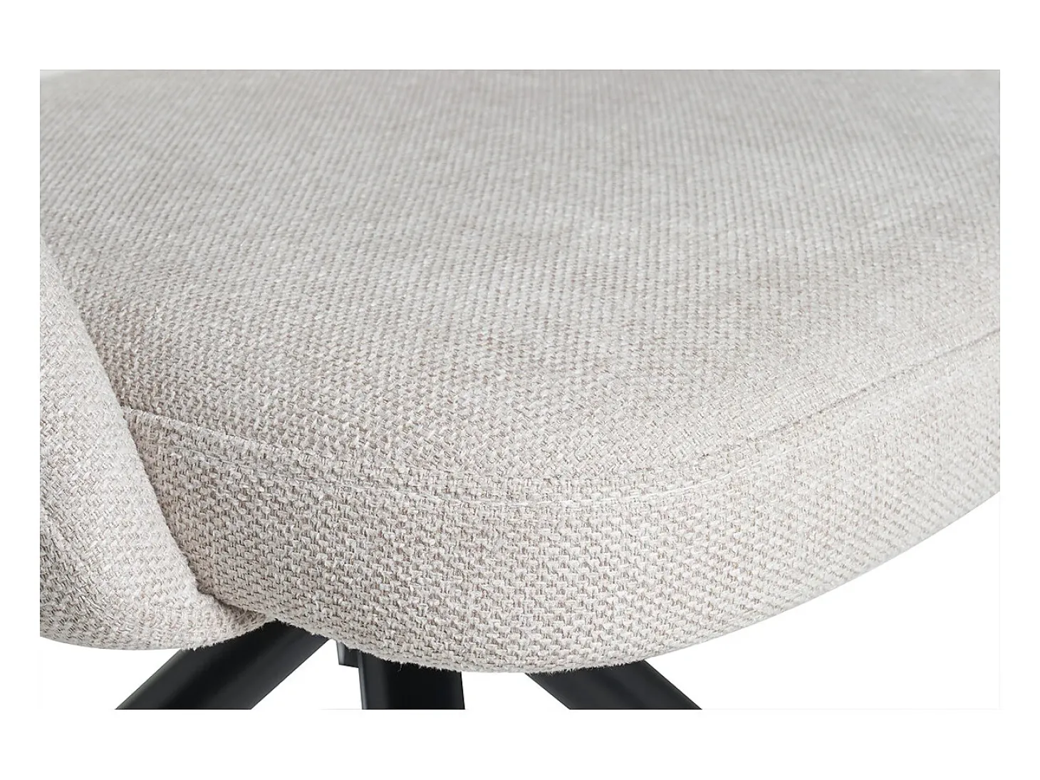 Silla giratoria 360º de tejido efecto aterciopelado texturizado beige y metal negro COSETTE
