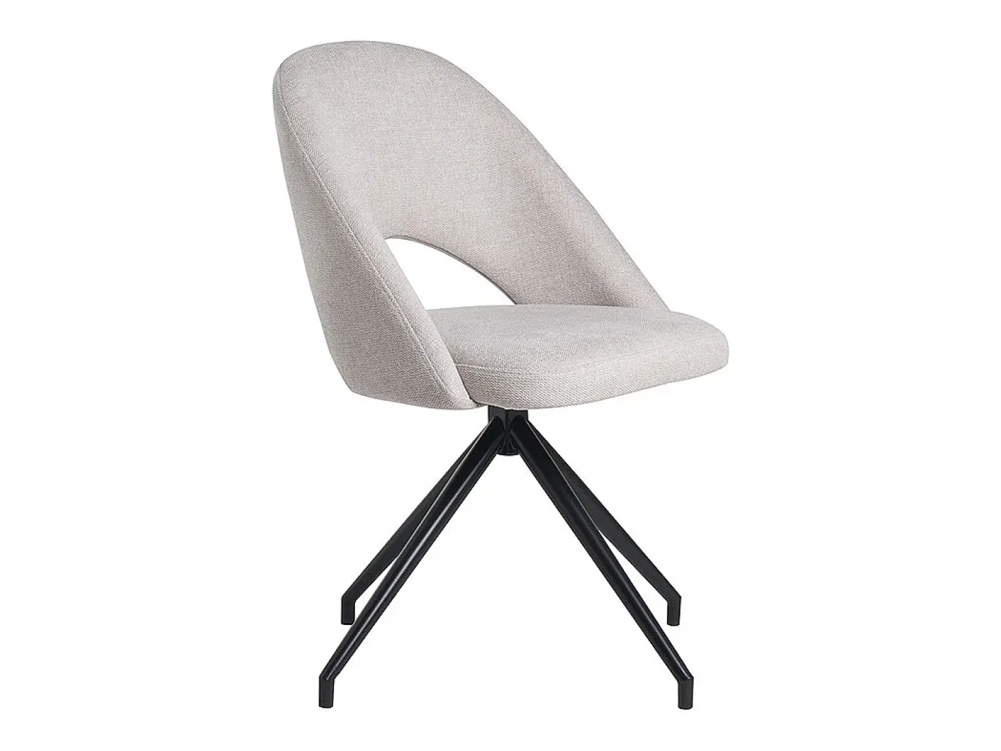 Silla giratoria 360º de tejido efecto aterciopelado texturizado beige y metal negro COSETTE