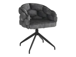 Silla giratoria (2 piezas), giratoria 360°, silla de comedor, moderna con respaldo de pétalos, terciopelo gris (49 x 48 x 76,5 cm)