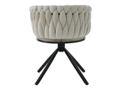 Silla giratoria con patas de metal negro - Tejido de terciopelo - Beige