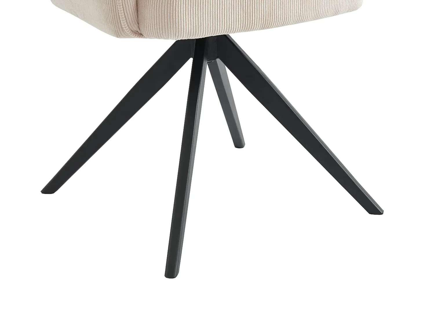 Silla giratoria con reposabrazos de terciopelo acanalado y metal negro - Crema - KONYA