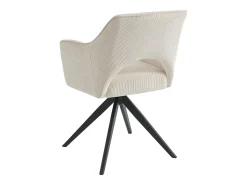 Silla giratoria con reposabrazos de terciopelo acanalado y metal negro - Crema - KONYA