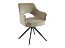 Silla giratoria con reposabrazos de terciopelo y metal negro - Beige - KONYA