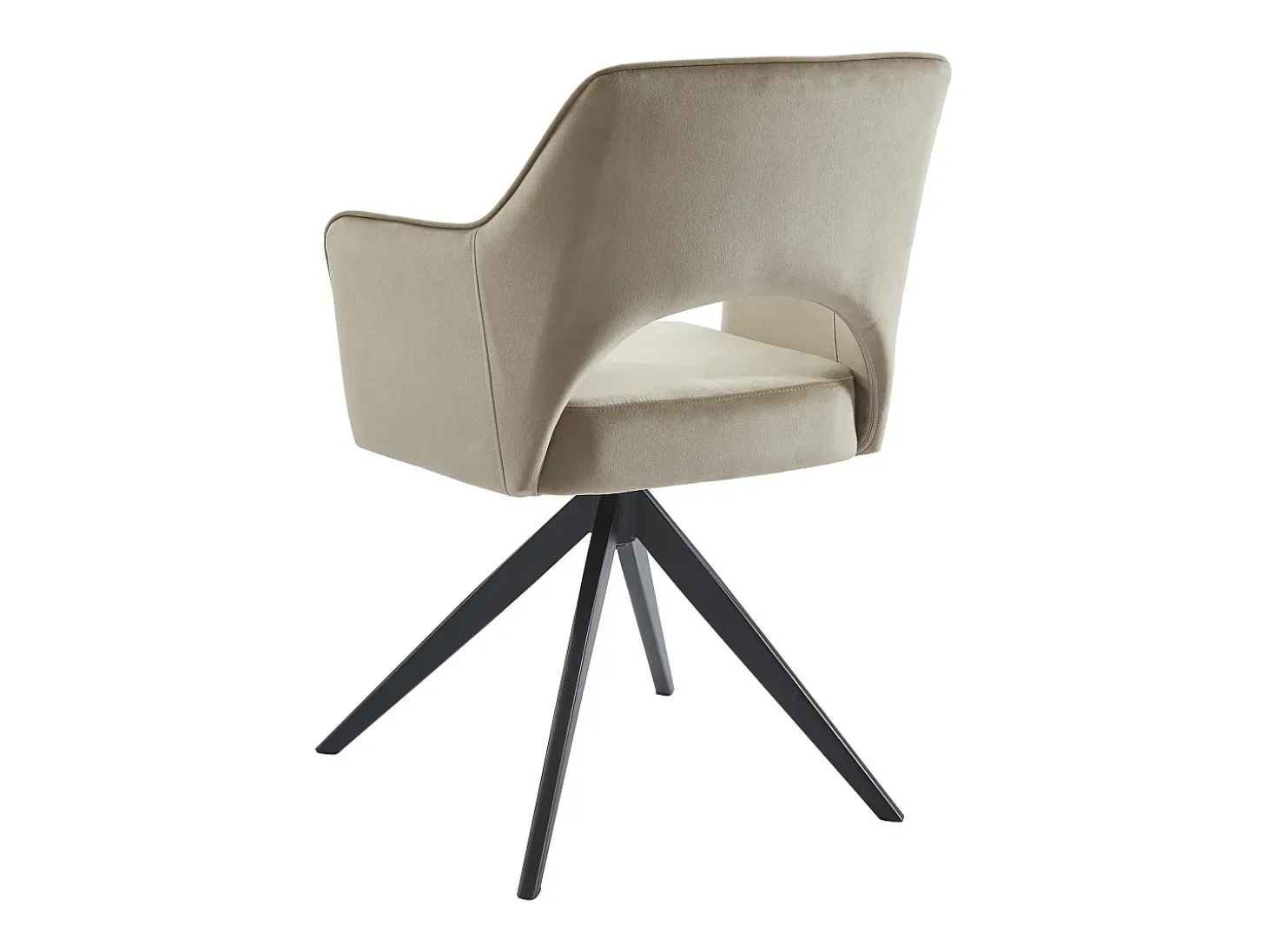 Silla giratoria con reposabrazos de terciopelo y metal negro - Beige - KONYA