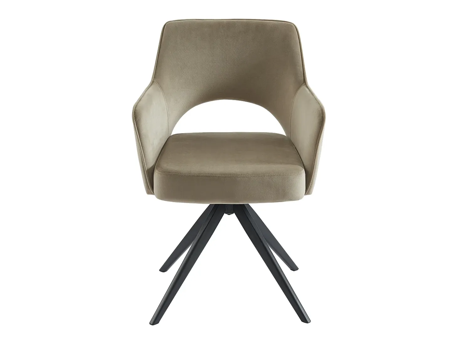 Silla giratoria con reposabrazos de terciopelo y metal negro - Beige - KONYA