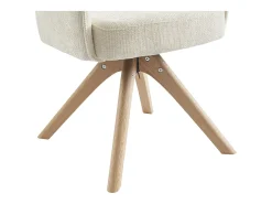 Silla giratoria con reposabrazos de tela y roble - Crema - KONYA