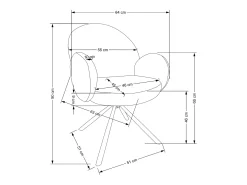 Silla giratoria de acero 64 x 46 cm