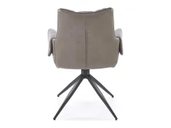 Silla giratoria de diseño gris, tela y ecopiel, base de metal negro LUDMILA