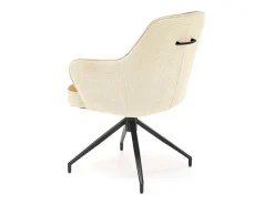 Silla giratoria de diseño beige y marrón con base de metal negro