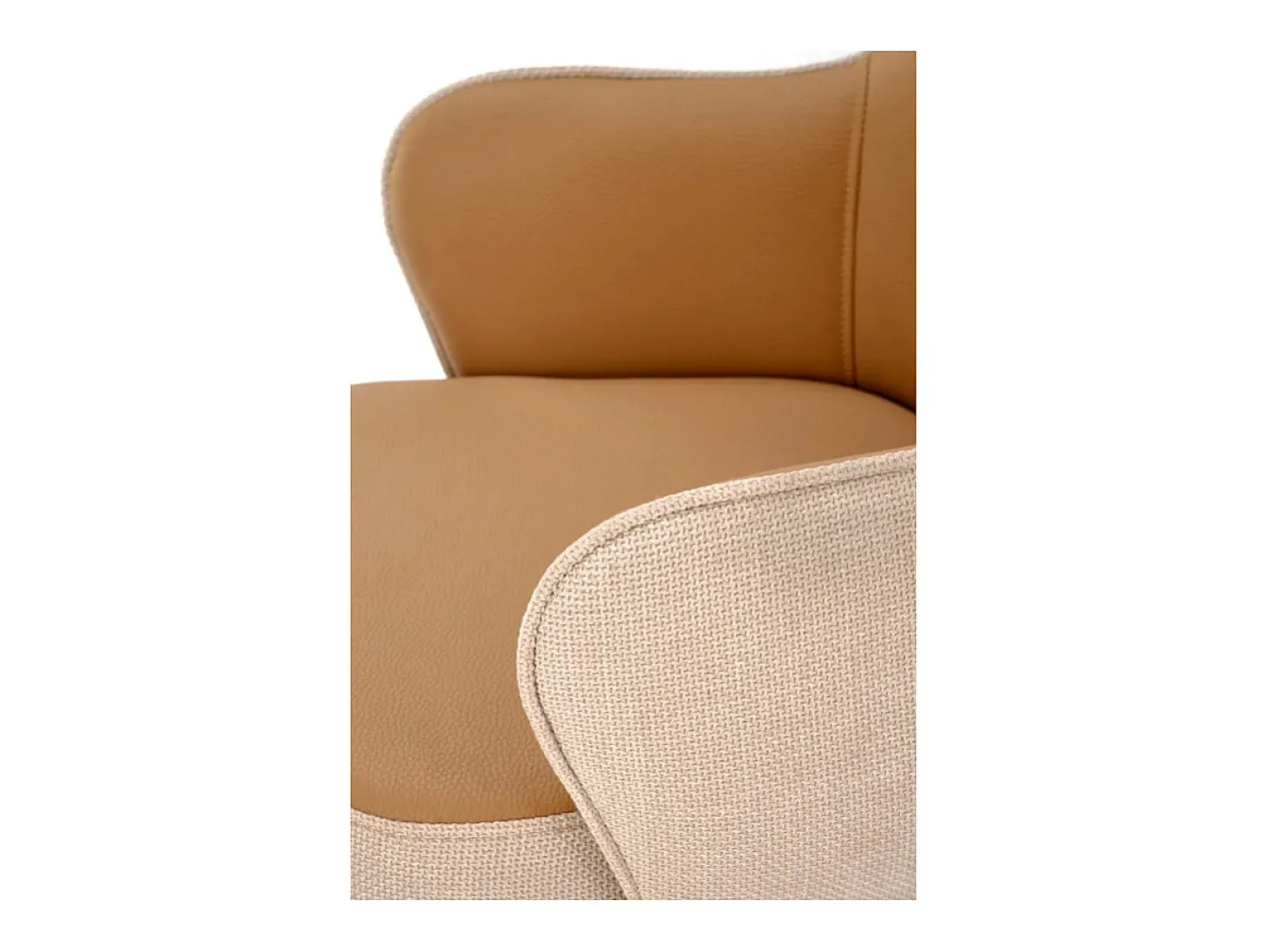 Silla giratoria de diseño beige y marrón con base de metal negro