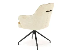 Silla giratoria de diseño beige y marrón con base de metal negro