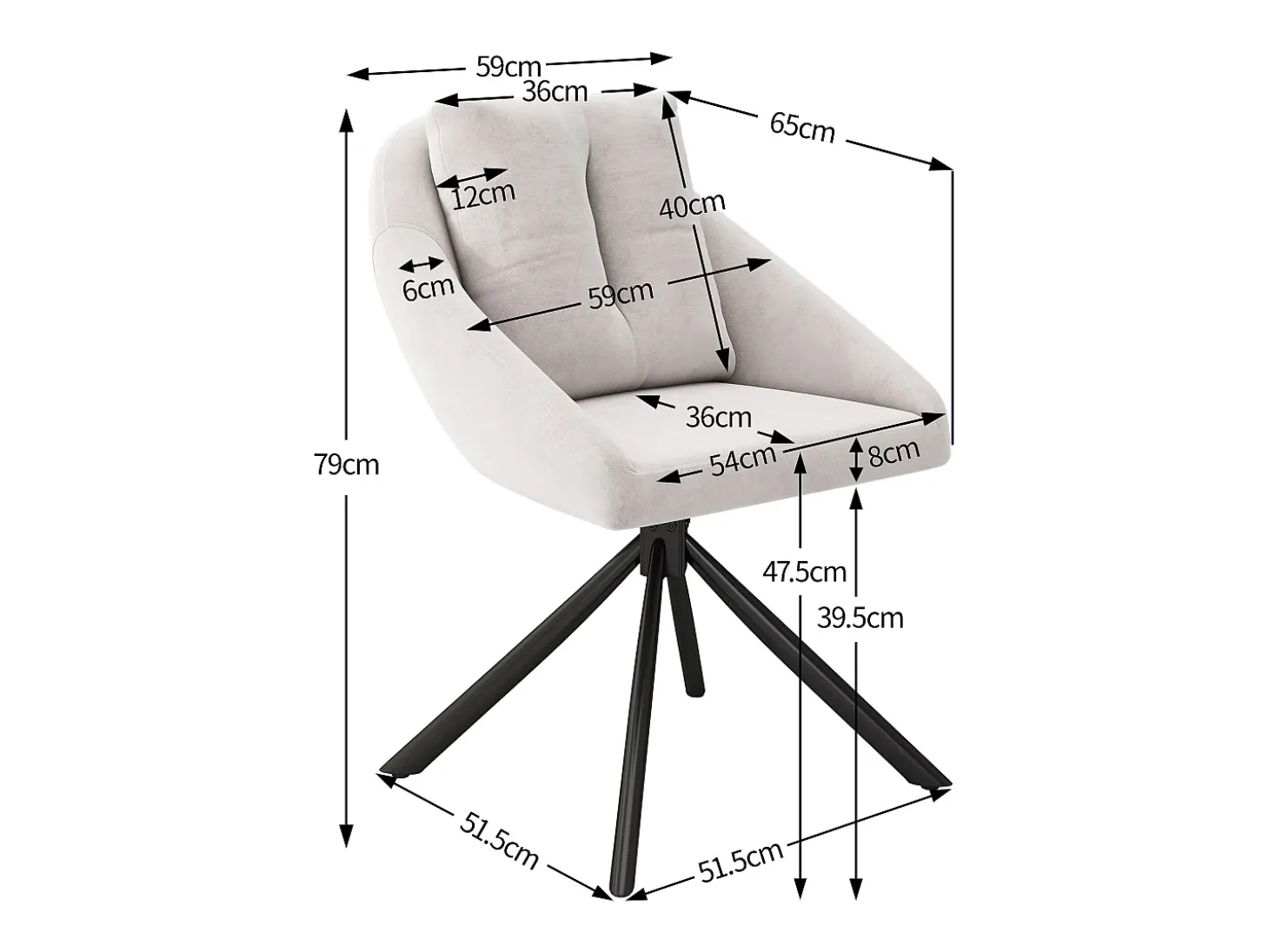 Silla giratoria de terciopelo beige, diseño moderno y cómodo, estructura de metal (72,39 x 62,23 x 49,53 cm)
