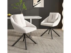 Silla giratoria de terciopelo beige, diseño moderno y cómodo, estructura de metal (72,39 x 62,23 x 49,53 cm)