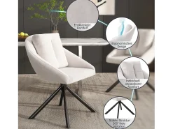 Silla giratoria de terciopelo beige, diseño moderno y cómodo, estructura de metal (72,39 x 62,23 x 49,53 cm)