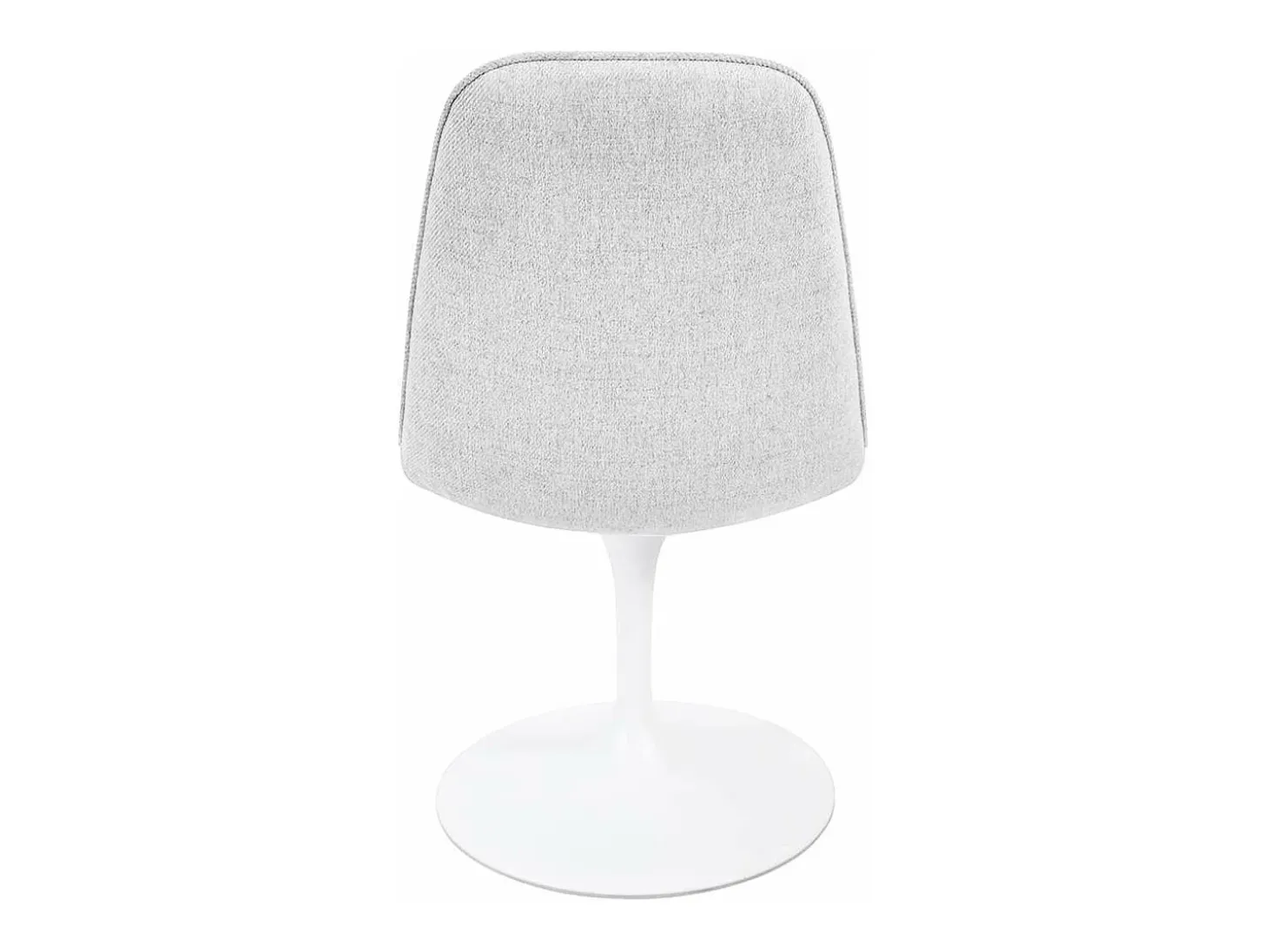 Silla giratoria LORA estilo retro-chic con asiento y respaldo tapizados en tela blanca gris claro