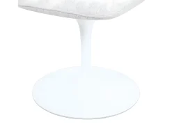 Silla giratoria LORA estilo retro-chic con asiento y respaldo tapizados en tela blanca gris claro