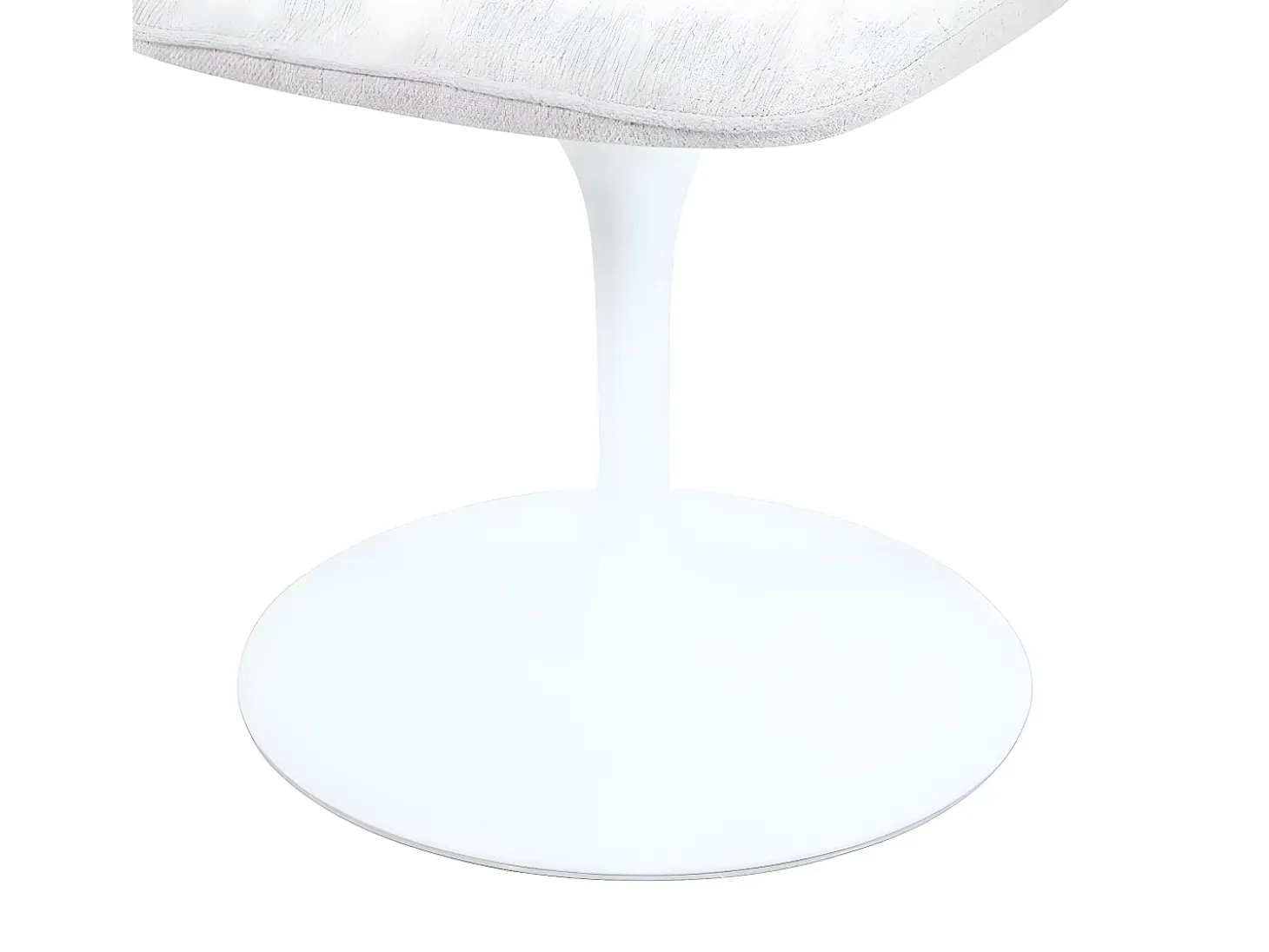Silla giratoria LORA estilo retro-chic con asiento y respaldo tapizados en tela blanca gris claro