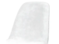 Silla giratoria LORA estilo retro-chic con asiento y respaldo tapizados en tela blanca gris claro