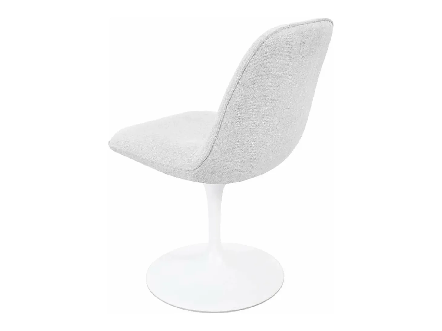 Silla giratoria LORA estilo retro-chic con asiento y respaldo tapizados en tela blanca gris claro