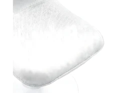 Silla giratoria LORA estilo retro-chic con asiento y respaldo tapizados en tela blanca gris claro