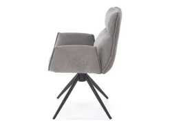 Silla giratoria Mirka de tela gris y base de metal negro