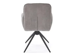 Silla giratoria Mirka de tela gris y base de metal negro