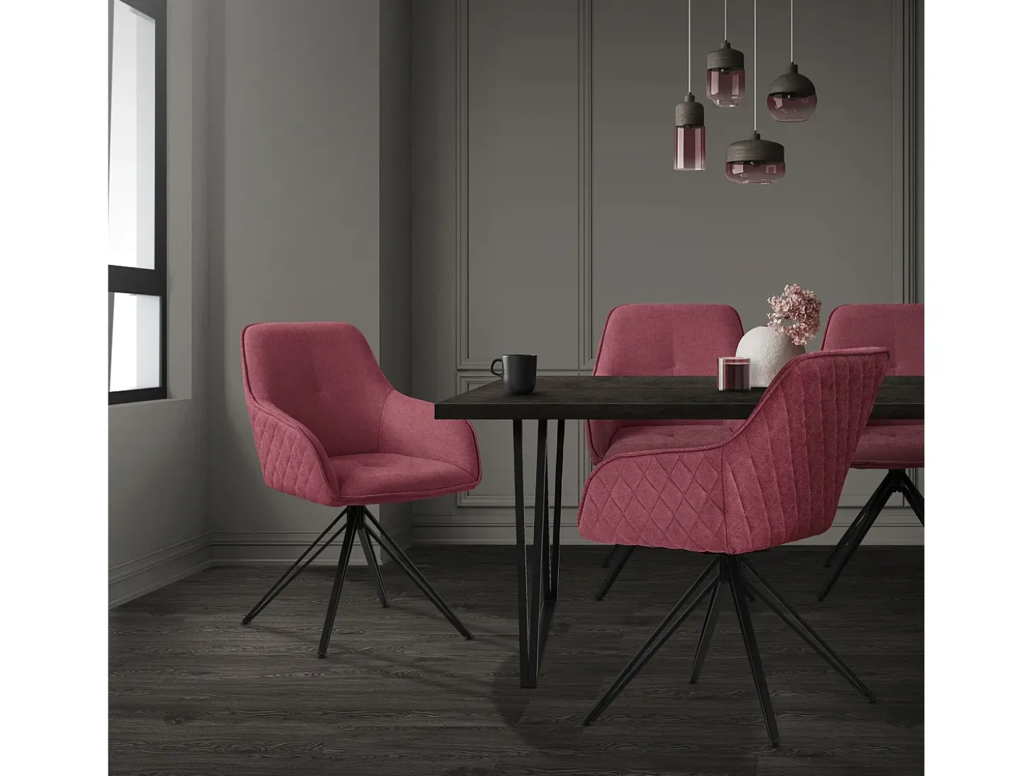 Silla giratoria Silla de comedor Sillón 360 grados giratorio Silla de salón Rosa